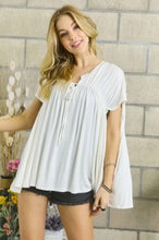 Shirring comfy top -ivory