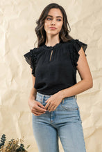 FLUTTER RUFFLE SLEEVE BLOUSE