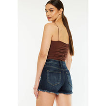 KANCAN-HIGH RISE DENIM SHORTS DARK STONE WASH