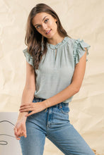 FLUTTER RUFFLE SLEEVE BLOUSE