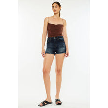 KANCAN-HIGH RISE DENIM SHORTS DARK STONE WASH