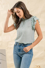 FLUTTER RUFFLE SLEEVE BLOUSE