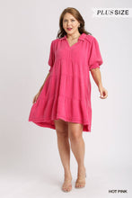 Mineral Wash Cotton Gauze Tiered Collared Dress with Smocked