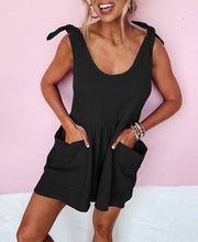 Textured Knotted Straps High Waist Wide Leg Romper