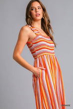 Smocked Detailed Wide Bottom Jumpsuit with Elastic Shoulder