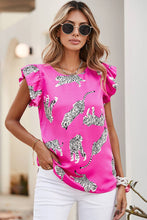LDC Cheetah Print Ruffle Trim Sleeveless Shirt