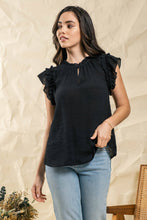 FLUTTER RUFFLE SLEEVE BLOUSE