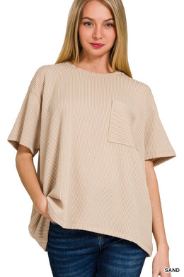 Corded Pocket Top-Sand