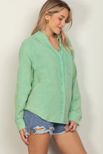 VERYJ OVERSIZED WASHED WOVEN TOP-SAGE