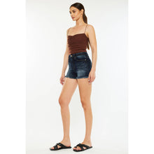 KANCAN-HIGH RISE DENIM SHORTS DARK STONE WASH