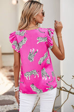 LDC Cheetah Print Ruffle Trim Sleeveless Shirt