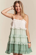 LED3104PD-SWISS DOT RUFFLED TIERED MINI DRESS-SAGE