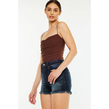 KANCAN-HIGH RISE DENIM SHORTS DARK STONE WASH