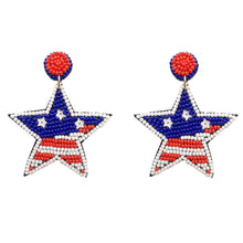 Seed Beaded USA Flag Star Post Earring