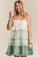 LED3104PD-SWISS DOT RUFFLED TIERED MINI DRESS-SAGE