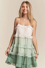 LED3104PD-SWISS DOT RUFFLED TIERED MINI DRESS-SAGE