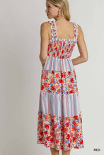 Multi Stripe Mixed Print Sleeveless Smocked Maxi Dress