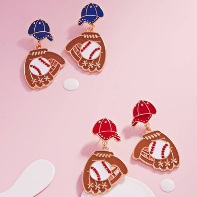 Baseball Shaped Enamel Post Earring