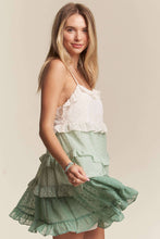 LED3104PD-SWISS DOT RUFFLED TIERED MINI DRESS-SAGE