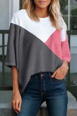 Waffle Knit ColorBlock Half Sleeve