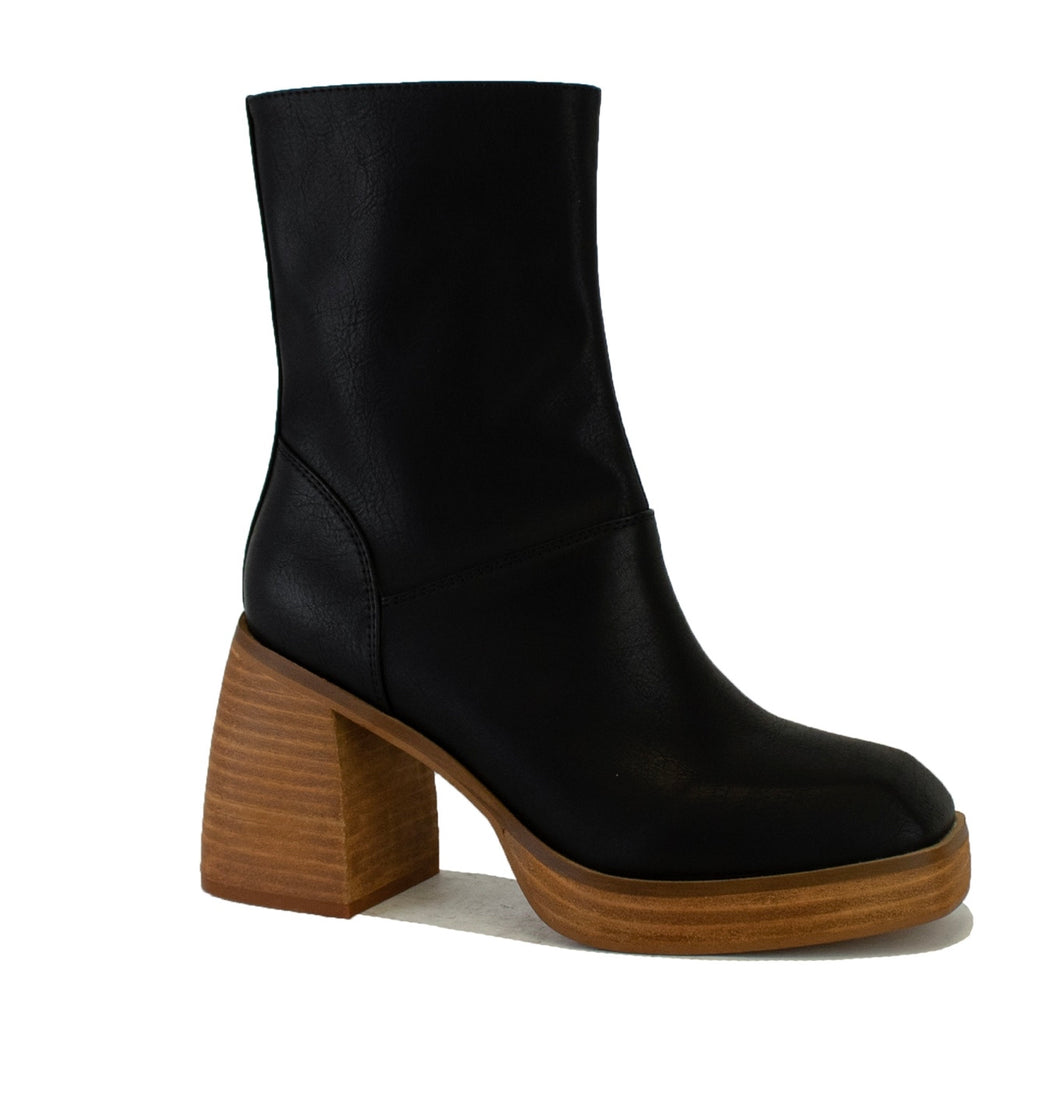 Beast Fashion Black Foster Chunky Heel Boots