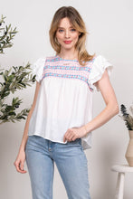 MULTICOLOR EMBROIDERY WOVEN TOP