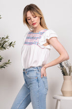 MULTICOLOR EMBROIDERY WOVEN TOP