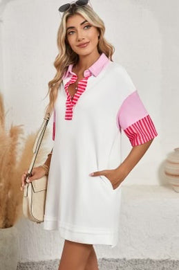 Stripe Patchwork Short Sleeve Dress