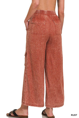 Wide Leg Cargo Pants- Rust