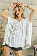 Shirring comfy top -ivory