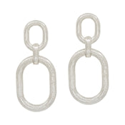 What's Hot Textured Silver Double Oval Earring