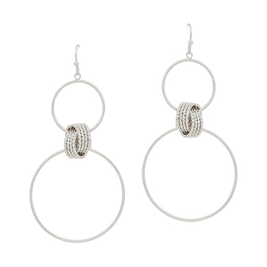 What's Hot Thin Silver Open Circles with Textured Knot Accent