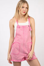 WASHED DENIM CASUAL OVERALLS - PINK