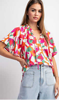 Eesome Floral Printed Short Sleeve Top