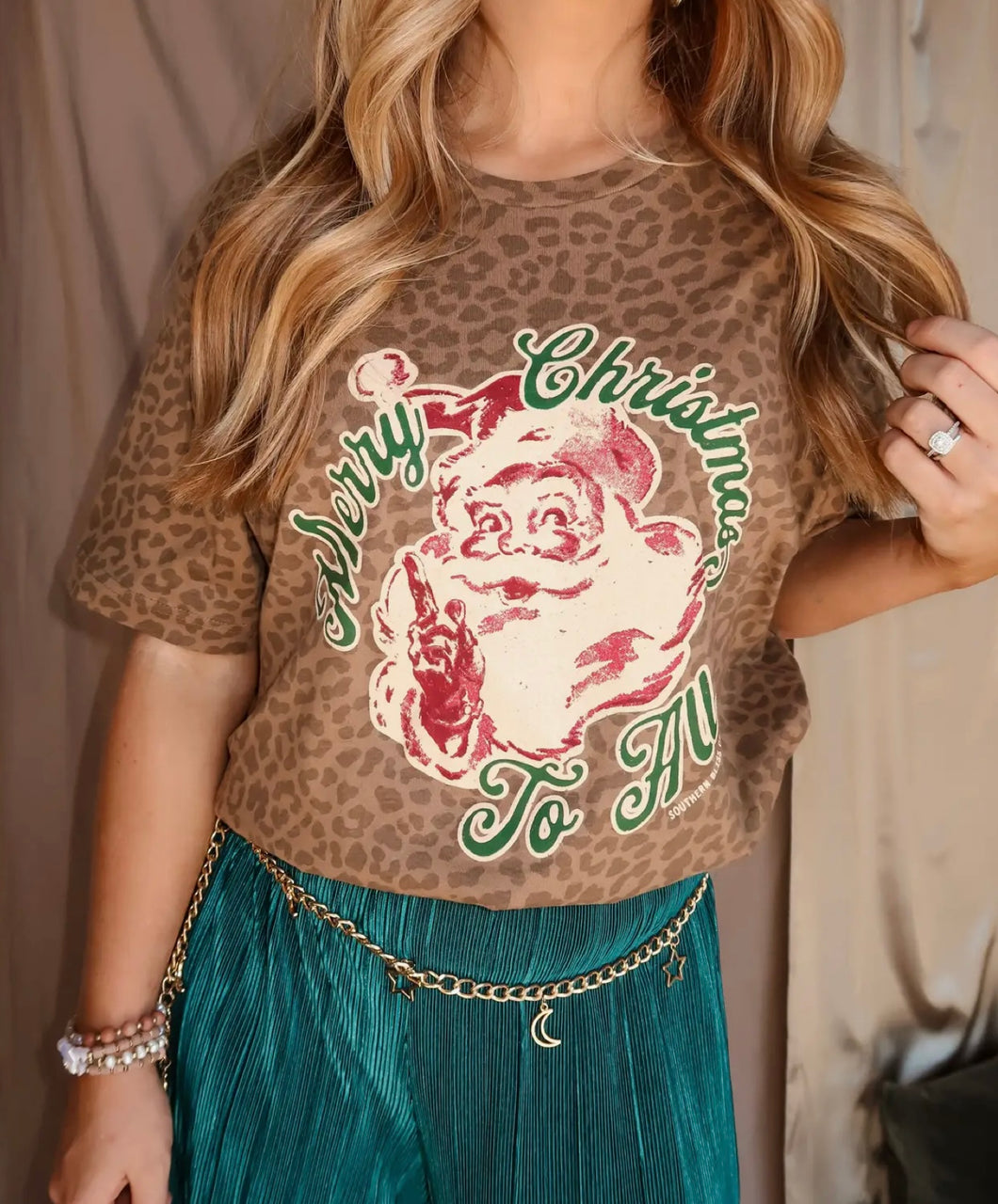 Vintage Santa Leopard T Shirt