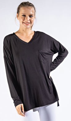 Rae Mode Black Long Sleeve V Neckline Top