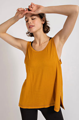 Rae Mode Mustard Open Back Tank Top