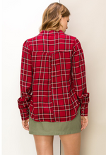 Hyfve Red Plaid Long Sleeve Button Up Top