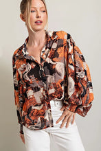 Eesome Printed Button Up Long Sleeve Top