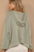 POL Olive Green V Neck Hoodie Sweater Top