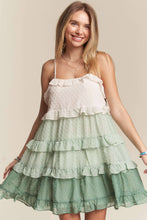 LED3104PD-SWISS DOT RUFFLED TIERED MINI DRESS-SAGE