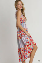 Multi Stripe Mixed Print Sleeveless Smocked Maxi Dress