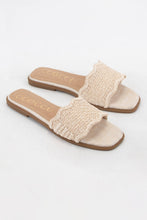 GISELLE SCALLOP EDGE DESIGN WOVEN UPPER SLIP ON SLIDE SANDAL