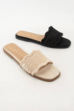 GISELLE SCALLOP EDGE DESIGN WOVEN UPPER SLIP ON SLIDE SANDAL