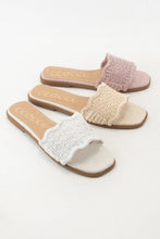 GISELLE SCALLOP EDGE DESIGN WOVEN UPPER SLIP ON SLIDE SANDAL