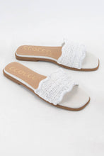 GISELLE SCALLOP EDGE DESIGN WOVEN UPPER SLIP ON SLIDE SANDAL