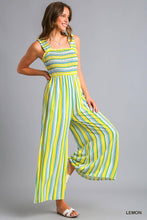 Smocked Detailed Wide Bottom Jumpsuit with Elastic Shoulder