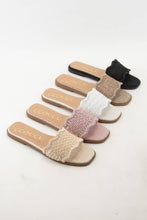 GISELLE SCALLOP EDGE DESIGN WOVEN UPPER SLIP ON SLIDE SANDAL