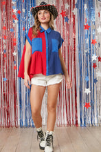 Rhinestoned Color Block Shirt