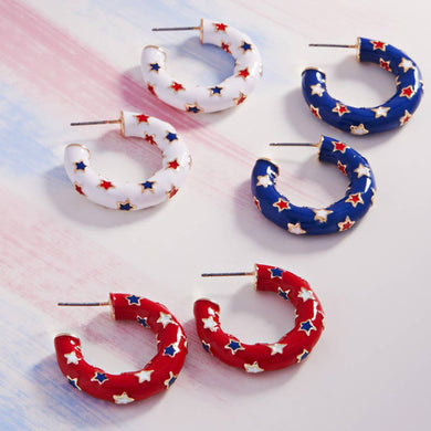 Red Blue White US Them Stars Enamel Post Earring